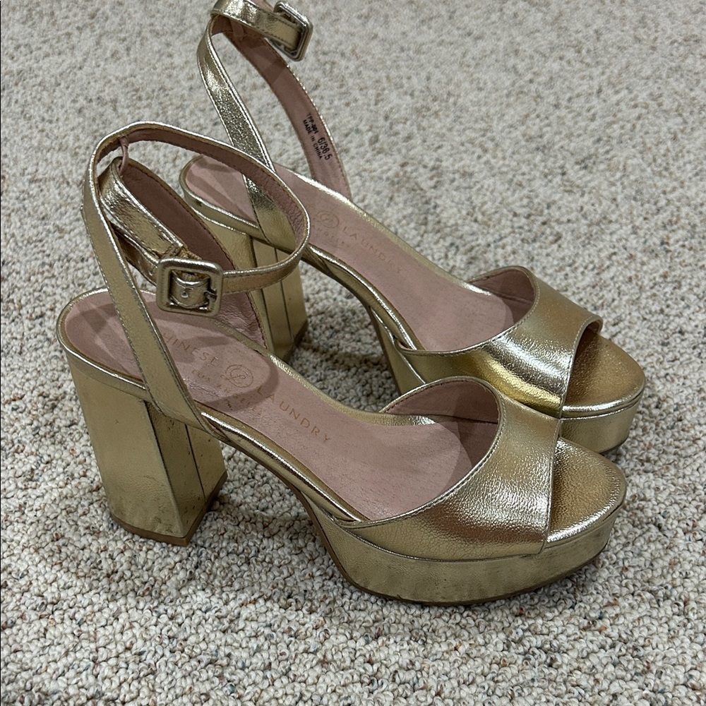 Chinese Laundry Metallic Gold Platform Heels